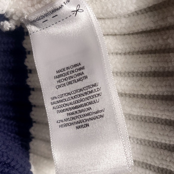 Polo Ralph Lauren Navy and Cream Classic Trendy Cotton Blend Ribbed Sweater S - Picture 4 of 5